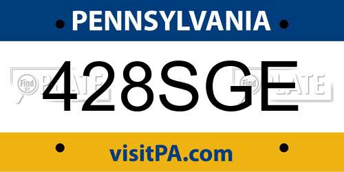 428SGE Pennsylvania License Plate