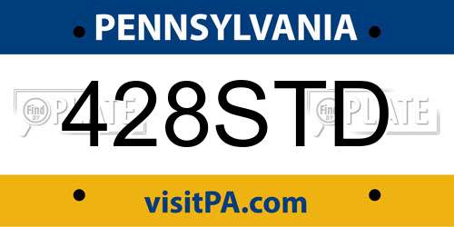 428STD Pennsylvania License Plate