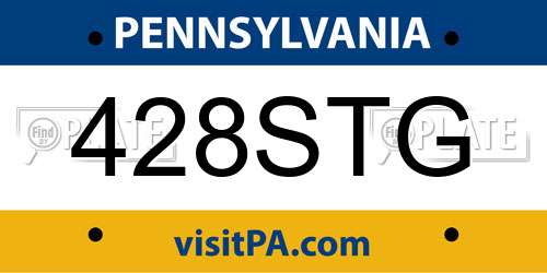 428STG Pennsylvania License Plate