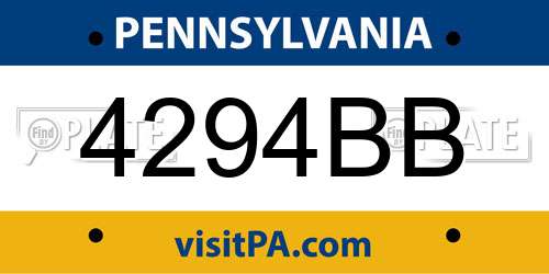 4294BB Pennsylvania License Plate
