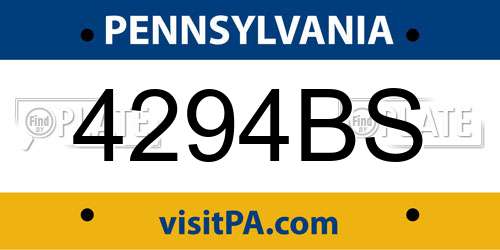 4294BS Pennsylvania License Plate