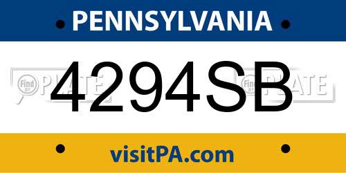 4294SB Pennsylvania License Plate