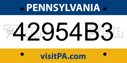 42954B3 Pennsylvania License Plate