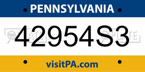 42954S3 Pennsylvania License Plate