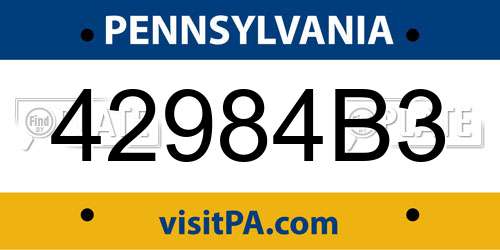 42984B3 Pennsylvania License Plate