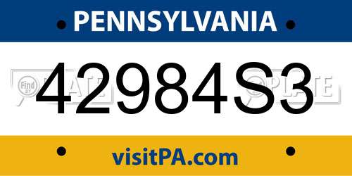 42984S3 Pennsylvania License Plate