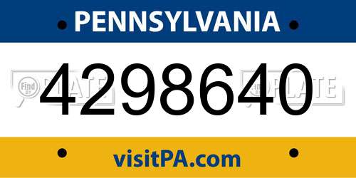 4298640 Pennsylvania License Plate