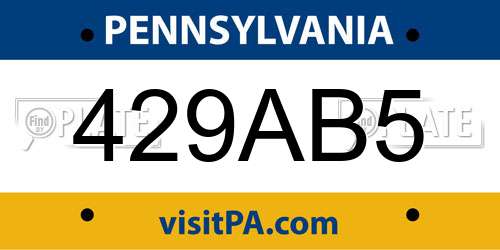 429AB5 Pennsylvania License Plate
