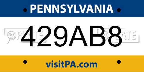 429AB8 Pennsylvania License Plate