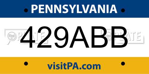 429ABB Pennsylvania License Plate