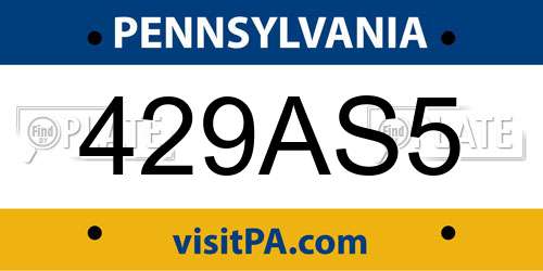 429AS5 Pennsylvania License Plate