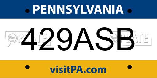 429ASB Pennsylvania License Plate