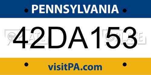 42DA153 Pennsylvania License Plate