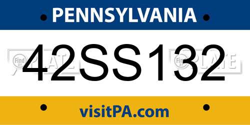 42SS132 Pennsylvania License Plate