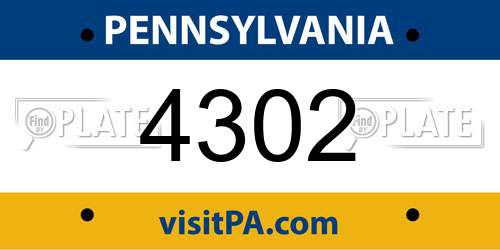 4302 Pennsylvania License Plate
