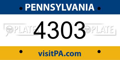 4303 Pennsylvania License Plate