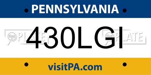430LGI Pennsylvania License Plate