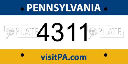 4311 Pennsylvania License Plate