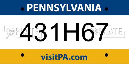 431H67 Pennsylvania License Plate