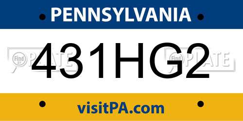 431HG2 Pennsylvania License Plate
