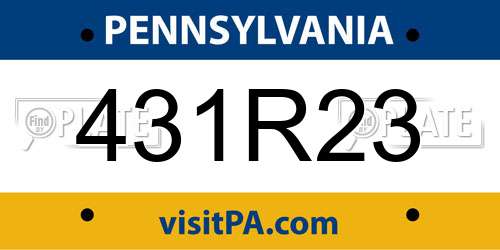 431R23 Pennsylvania License Plate