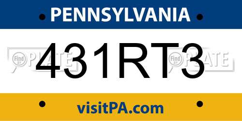 431RT3 Pennsylvania License Plate