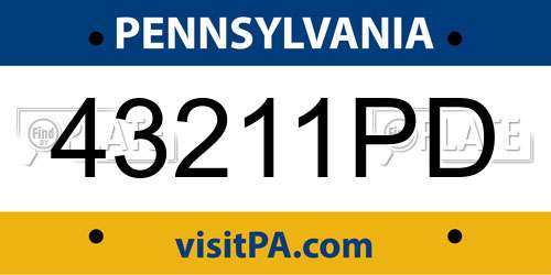 43211PD Pennsylvania License Plate