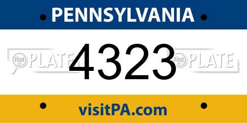 4323 Pennsylvania License Plate