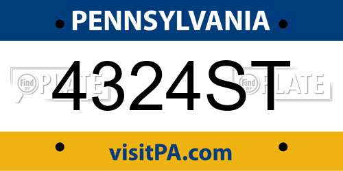 4324ST Pennsylvania License Plate