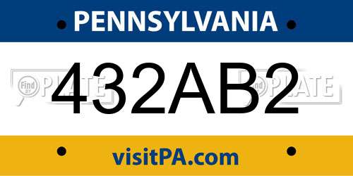 432AB2 Pennsylvania License Plate