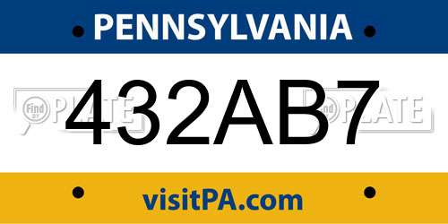 432AB7 Pennsylvania License Plate