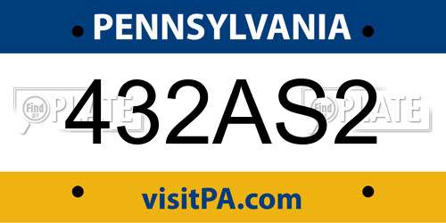 432AS2 Pennsylvania License Plate