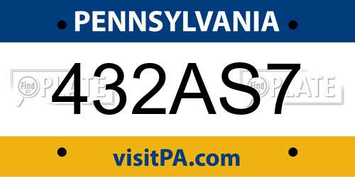 432AS7 Pennsylvania License Plate