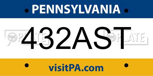 432AST Pennsylvania License Plate