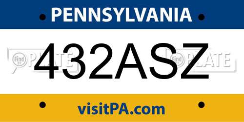 432ASZ Pennsylvania License Plate