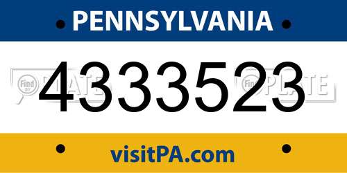 4333523 Pennsylvania License Plate