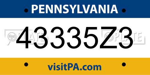 43335Z3 Pennsylvania License Plate