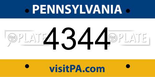 4344 Pennsylvania License Plate