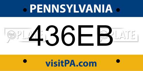 436EB Pennsylvania License Plate