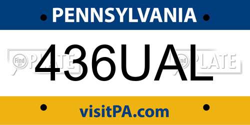 436UAL Pennsylvania License Plate