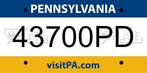 43700PD Pennsylvania License Plate