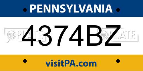 4374BZ Pennsylvania License Plate