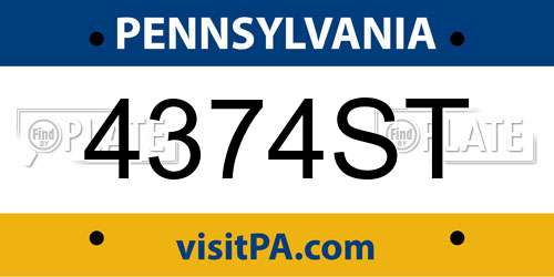 4374ST Pennsylvania License Plate