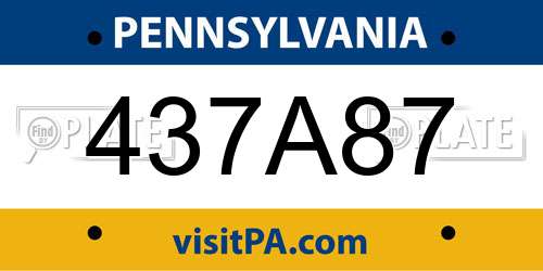 437A87 Pennsylvania License Plate