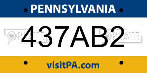 437AB2 Pennsylvania License Plate