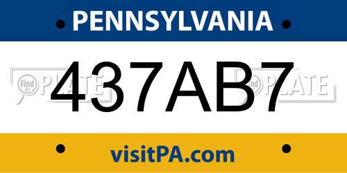 437AB7 Pennsylvania License Plate