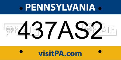 437AS2 Pennsylvania License Plate