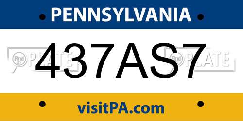437AS7 Pennsylvania License Plate
