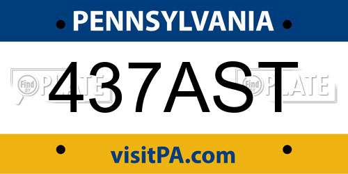 437AST Pennsylvania License Plate