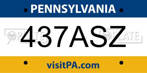 437ASZ Pennsylvania License Plate